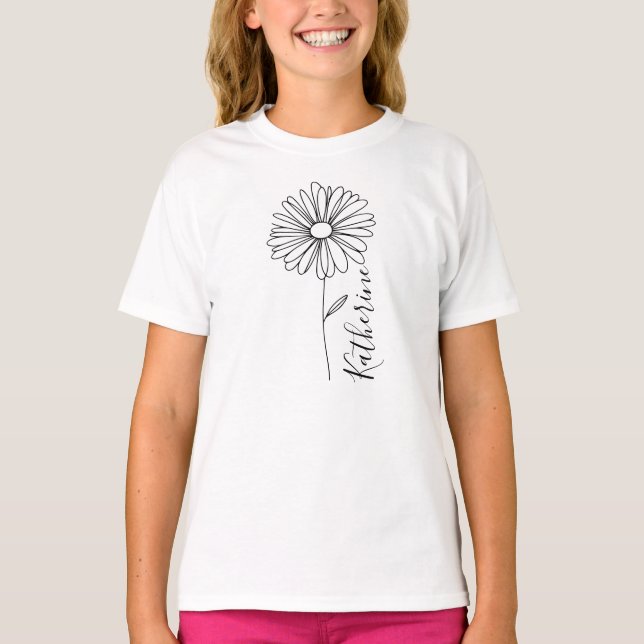 Camiseta Nombre personalizado April daisy Birth Flower (Anverso)