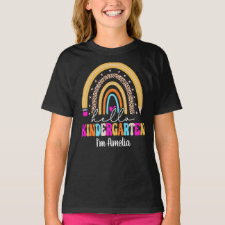 Camiseta Nombre personalizado Arcoiris Hola kindergarten