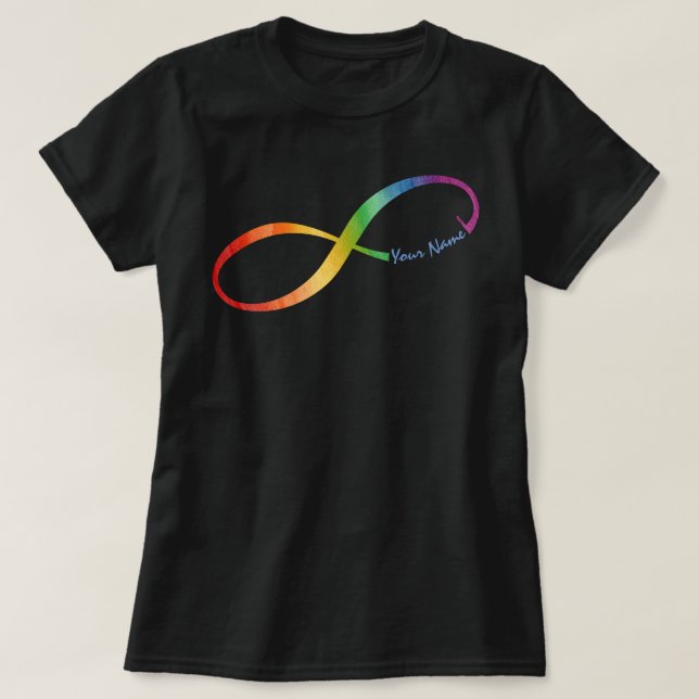 Camiseta Nombre personalizado Arcoiris Infinity T-Shirt (Diseño del anverso)