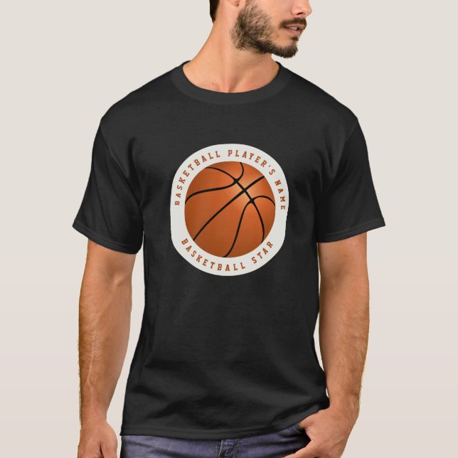 Camiseta Nombre personalizado Baloncesto Naranja blanco y n (Anverso)