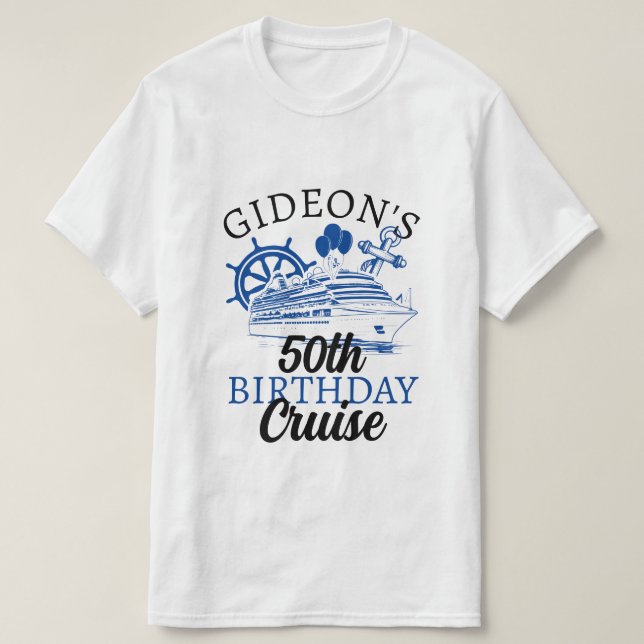 Camiseta Nombre personalizado Barco Globos de cruceros Cump (Diseño del anverso)
