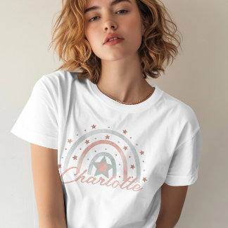 Camiseta Nombre personalizado Boho Arcoiris