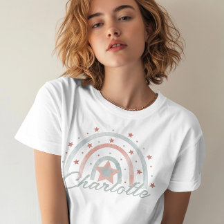 Camiseta Nombre personalizado Boho Arcoiris