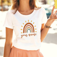 Nombre personalizado Boho Earth Tone Rainbow Sun