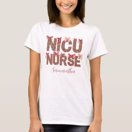 Camiseta Nombre personalizado Bow NICU Navidades de enferme