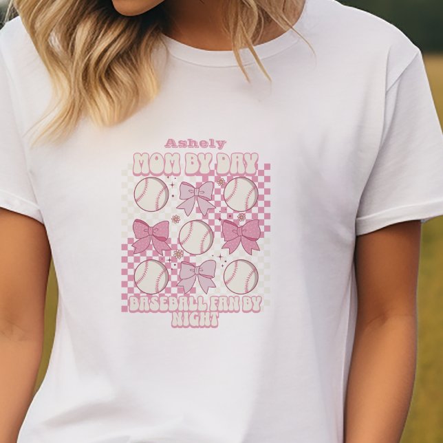 Camiseta Nombre personalizado Bow rosado béisbol (Subido por el creador)