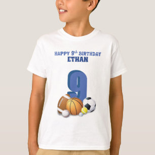 Camiseta Nombre personalizado Boy 9º Bolas Deportivas de Cu