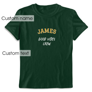 Camiseta Nombre personalizado Buen Vibes Crew Green Gold Gr