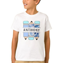 Nombre personalizado Camisas azules del lápiz del 