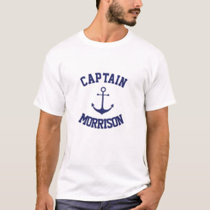 Camiseta Nombre personalizado Capitán anclaje azul marino n