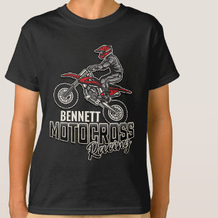 Camiseta NOMBRE personalizado Carreras motocross moto sucia