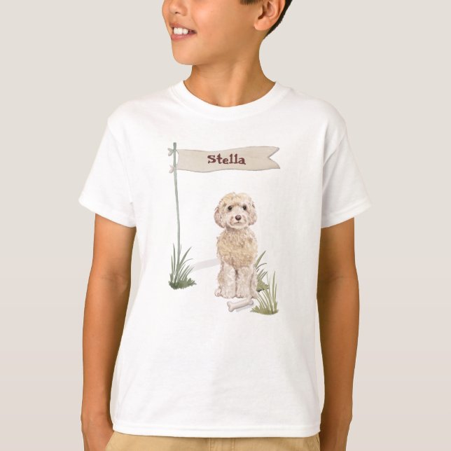 Camiseta Nombre personalizado Champagne Cockapoo Mascota Pe (Anverso)