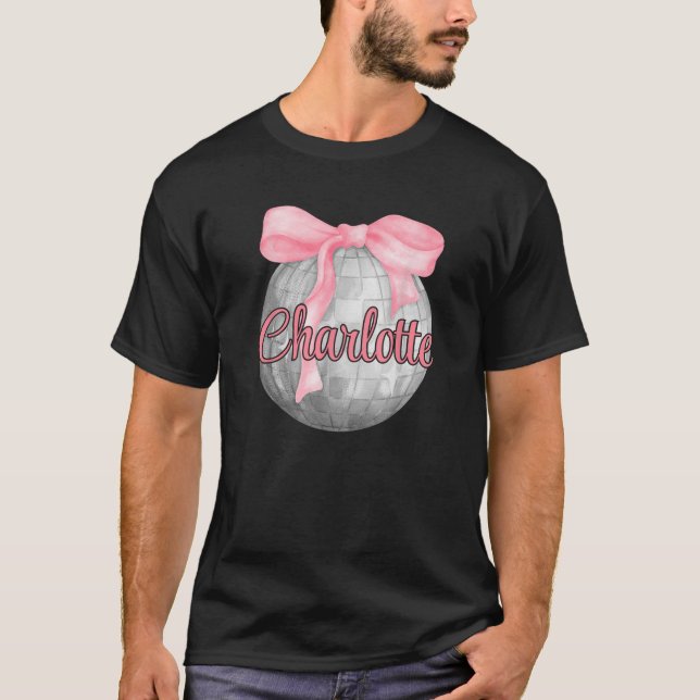 Camiseta Nombre personalizado Charlotte Coquette Bow Disco  (Anverso)