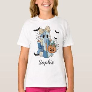 Camiseta Nombre personalizado Chica fantasma de Halloween