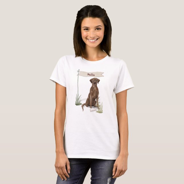 Camiseta Nombre personalizado Chocolate Lab Mascota Perro (Anverso completo)