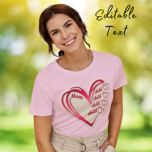 Camiseta Nombre Personalizado Corazón para Niños Mamá
