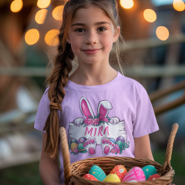 Camiseta Nombre Personalizado Cute Easter Bunny Kids