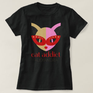 Camiseta Nombre personalizado de Addict Cat Cute Red Pink G