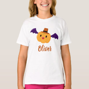 Camiseta Nombre personalizado de calabaza de Naranja lindo