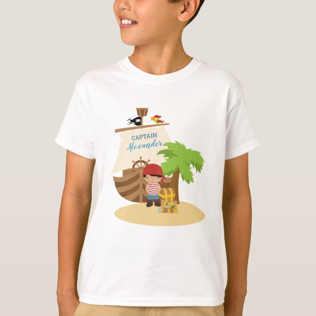 Camiseta Nombre Personalizado De Cuate Pirate Boy Y Un Gran (Anverso)