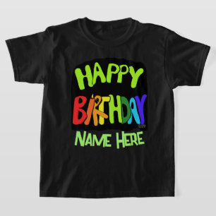 Camiseta Nombre personalizado de cumpleaños brillante y fel