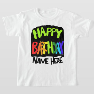 Camiseta Nombre personalizado de cumpleaños brillante y fel