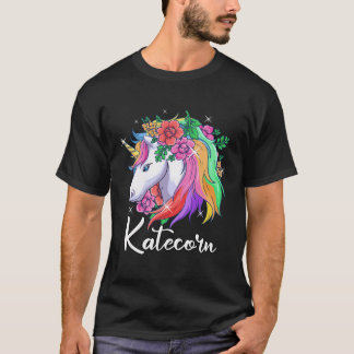 Camiseta Nombre personalizado de Cute Katecorn Unicorn Kate