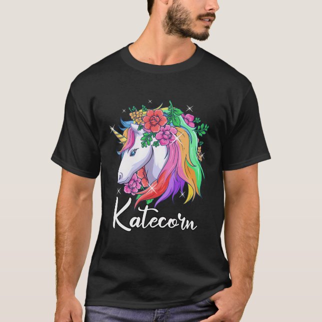 Camiseta Nombre personalizado de Cute Katecorn Unicorn Kate (Anverso)
