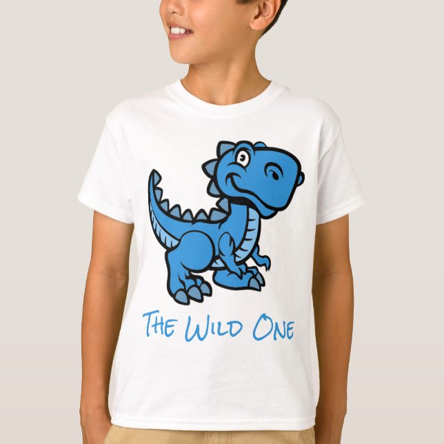 Camiseta Nombre personalizado de dinosaurio azul T rex (Anverso)