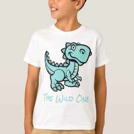 Camiseta Nombre Personalizado De Dinosaurio verde azulado T