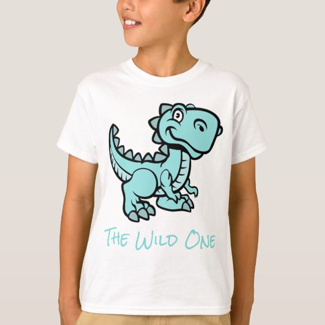 Camiseta Nombre Personalizado De Dinosaurio verde azulado T (Anverso)