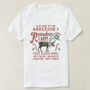 Camiseta Nombre personalizado de granja de renos rústica d