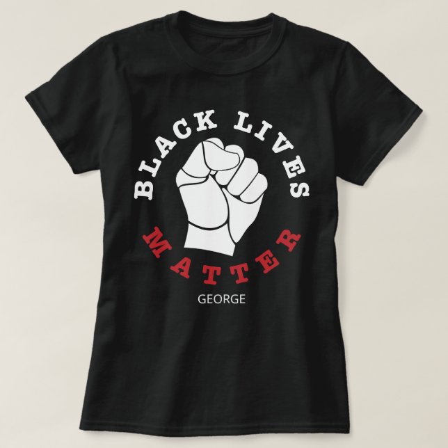 Camiseta Nombre personalizado de las vidas negras del puño  (Diseño del anverso)