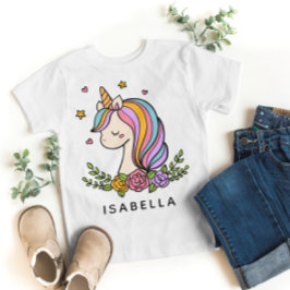 Camiseta Nombre Personalizado De Unicorn Cute Whimsical Gir