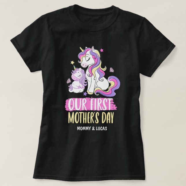Camiseta Nombre personalizado de Unicorn para nuestro prime (Diseño del anverso)