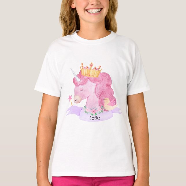 Camiseta Nombre personalizado de Unicorn Princesa 👑 (Anverso)