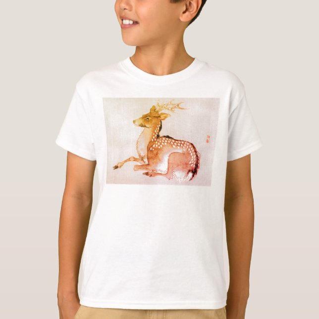CAMISETA NOMBRE PERSONALIZADO DEER JAPONÉS WOODBLOCK IMINT  (Anverso)
