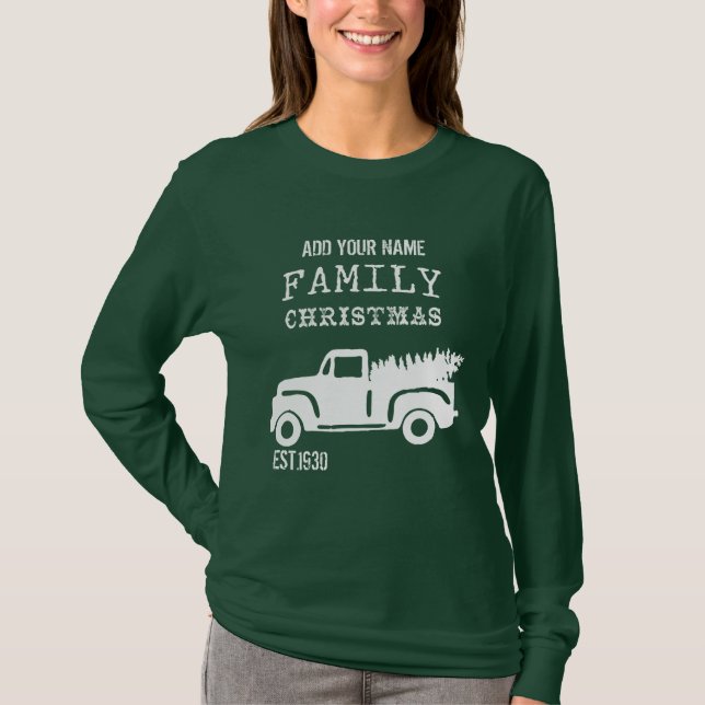 Camiseta Nombre personalizado del camión de árbol de navida (Anverso)