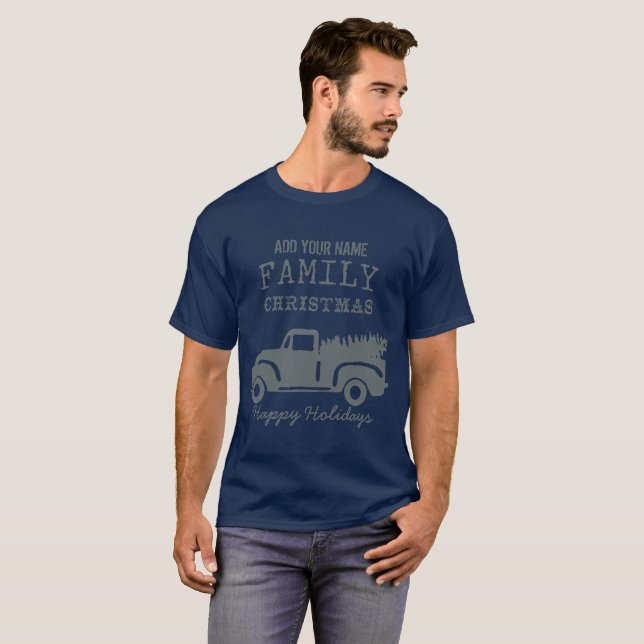 Camiseta Nombre personalizado del camión de granja de Navid (Anverso completo)