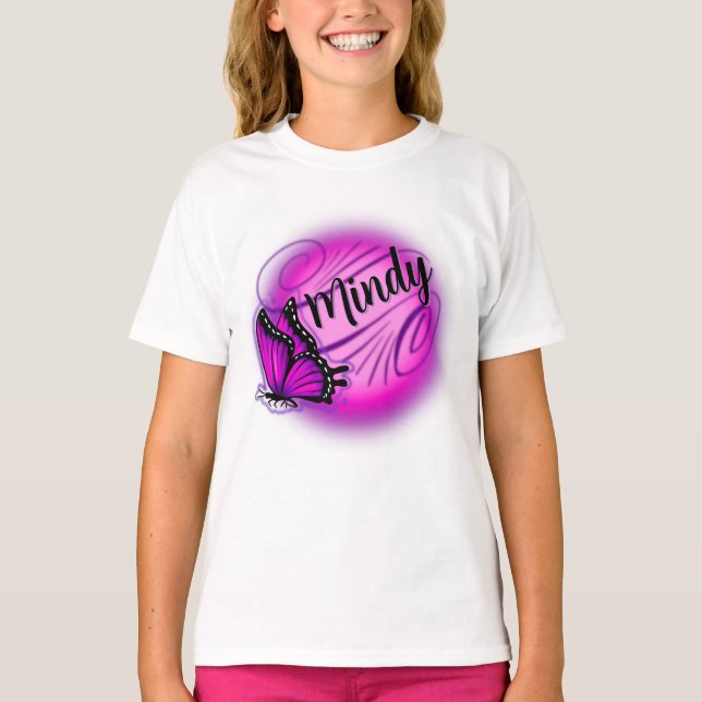 Camiseta Nombre personalizado del cepillo de aire mariposa  (Anverso)