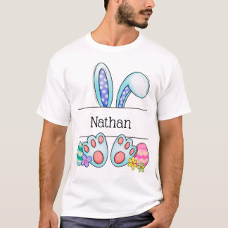 Camiseta Nombre personalizado del conejo de Pascua Arte pas