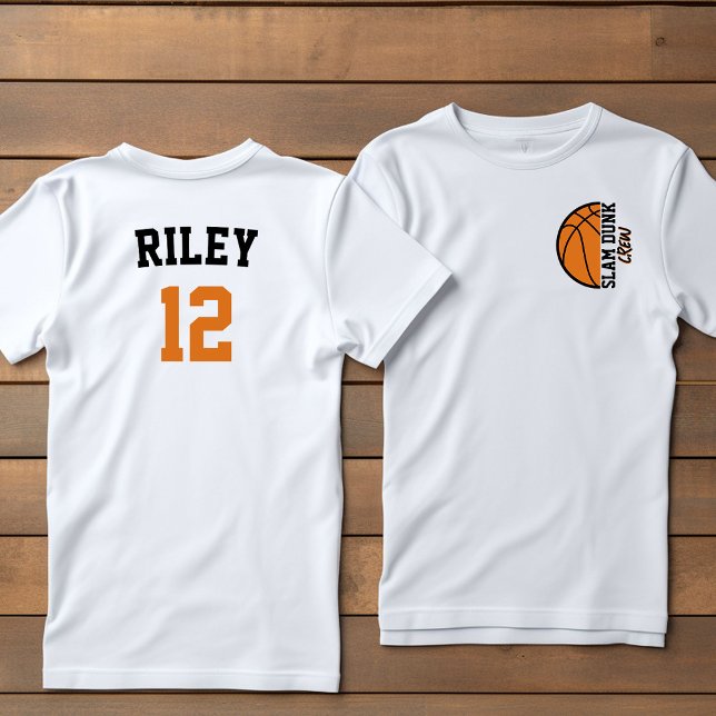 Camiseta Nombre personalizado del fragmento de baloncesto (Custom Basketball t-shirt. Slam Dunk Crew team sports t-shirt with player name and number.)