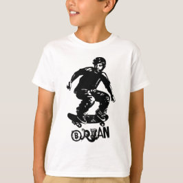 Camiseta Nombre personalizado del patinador blanco negro de
