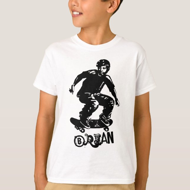 Camiseta Nombre personalizado del patinador blanco negro de (Anverso)
