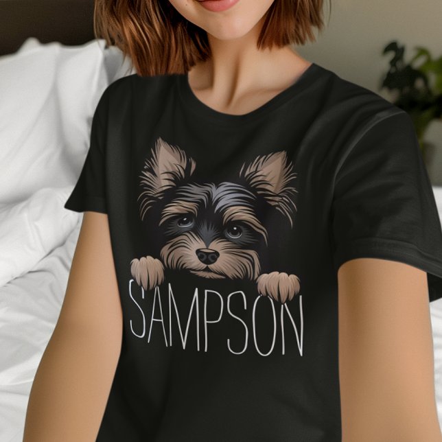 Camiseta Nombre personalizado del perro de Yorkshire Terrie (Personalized Yorkie t-shirt for women. Yorkshire Terrier dog lover gifts.)
