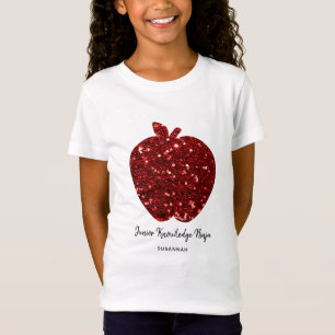 Camiseta Nombre personalizado Faux Gitter Red Apple School
