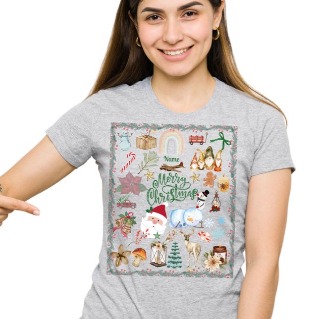 Camiseta Nombre personalizado Feliz Navidad (Subido por el creador)