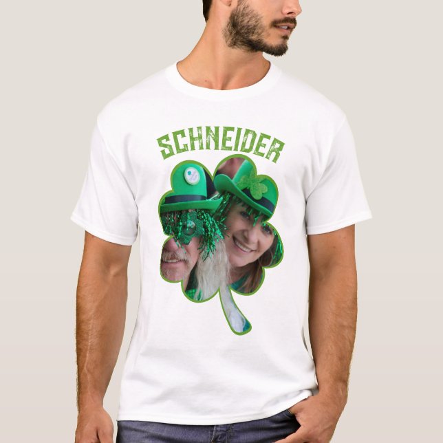 Camiseta Nombre personalizado Foto del trébol irlandés Día  (Anverso)