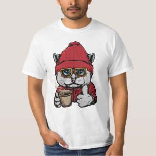 Camiseta Nombre personalizado / Gato de café con texto