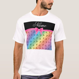 Camiseta Nombre personalizado gimnasia arcoiris arco rosa